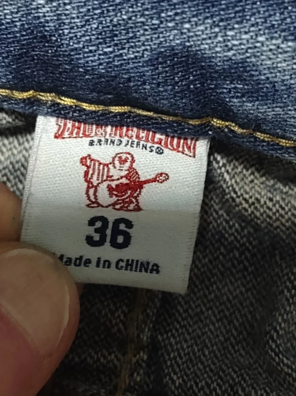 True Religion Men's Blue Denim Jeans with Back Pocket Flap 36x32